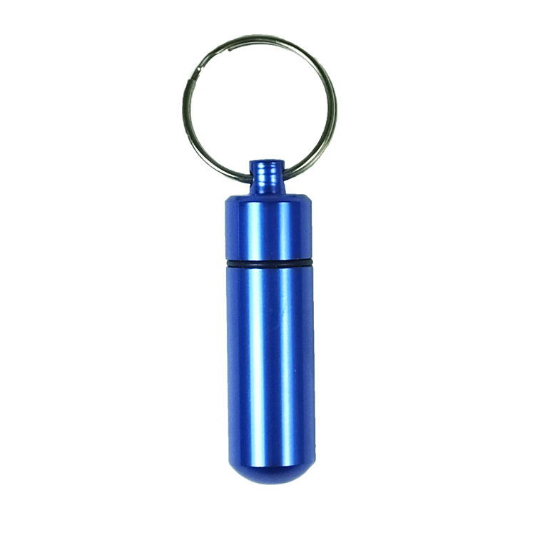 Stainless steel medicine holder waterproof pill case box for keyring container