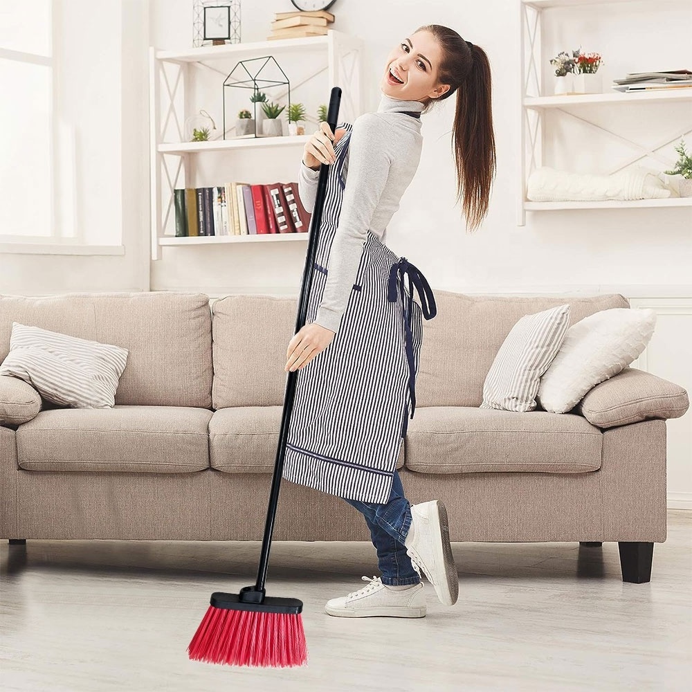 Wholesale household high quality 2 in 1 brushes scrubbing angle plastic floor cleaning broom sweeping plastic pet broom head