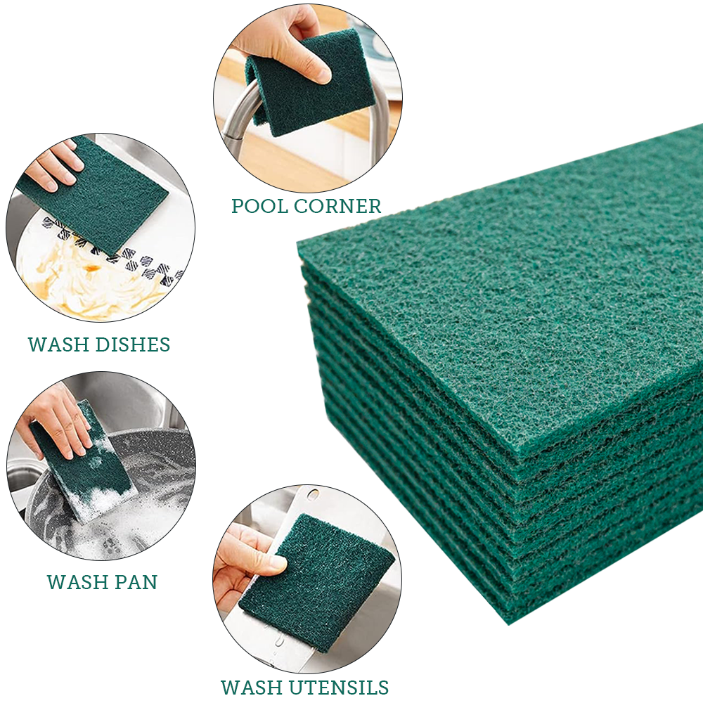 High Quality Polyester Green Sponges Kitchen Scouring Pads Scourer Cleaning Scrubber