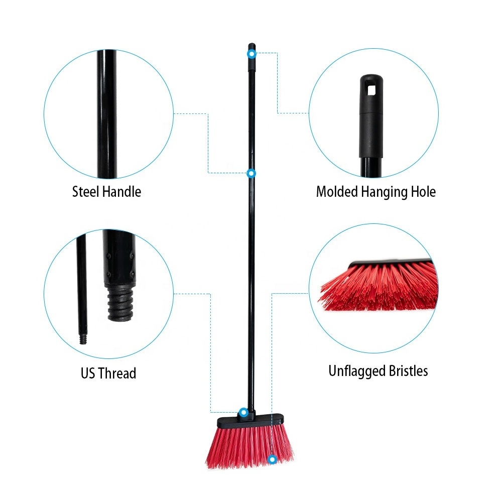 Wholesale household high quality 2 in 1 brushes scrubbing angle plastic floor cleaning broom sweeping plastic pet broom head