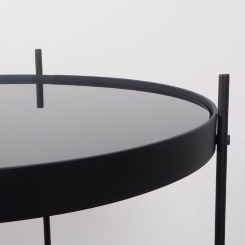 Nodic modern metal round side coffee mirrored table with foldable design