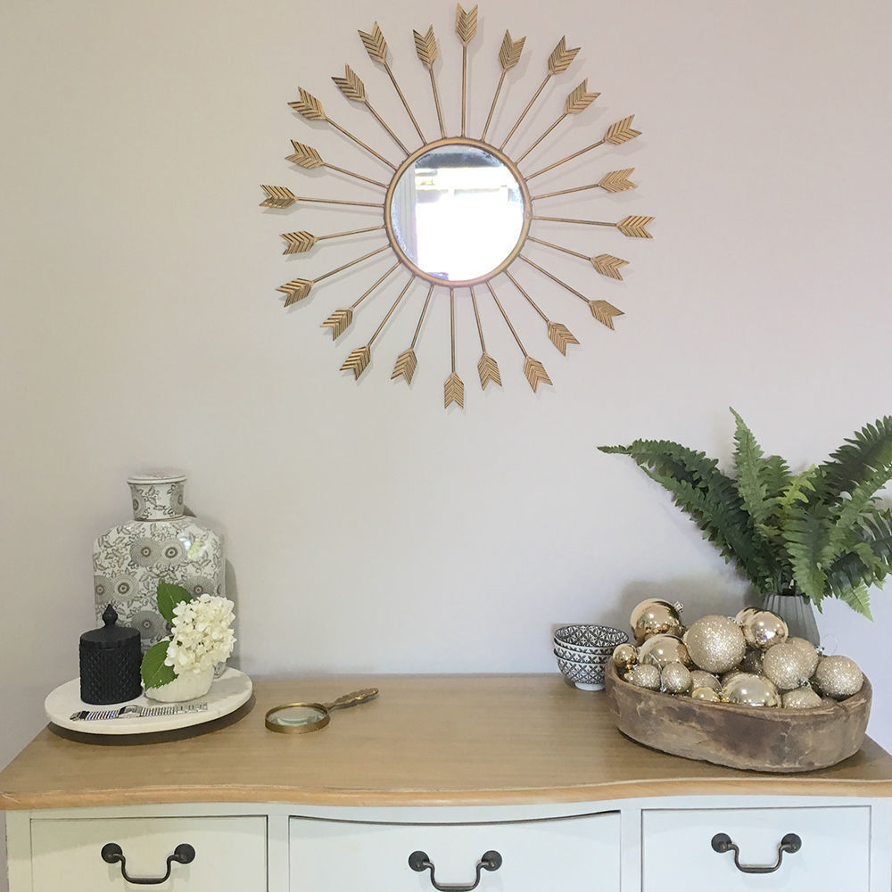 Modern Round Metal Wall Gold Sunburst Wall Mirrorr Starburst Arrows Mirror