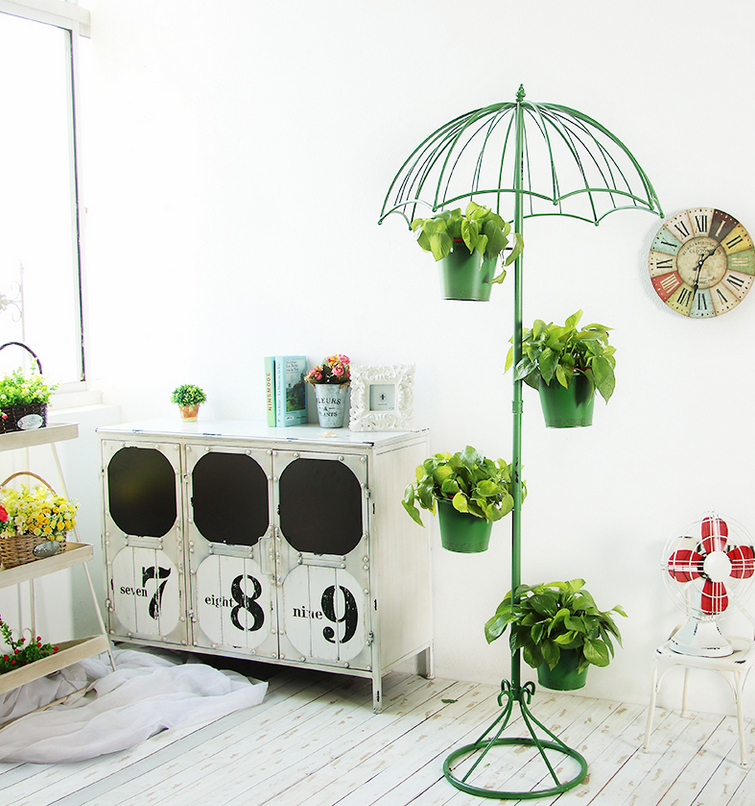 Wholesale modern free standing floor umbrella metal planter with stand with KD design