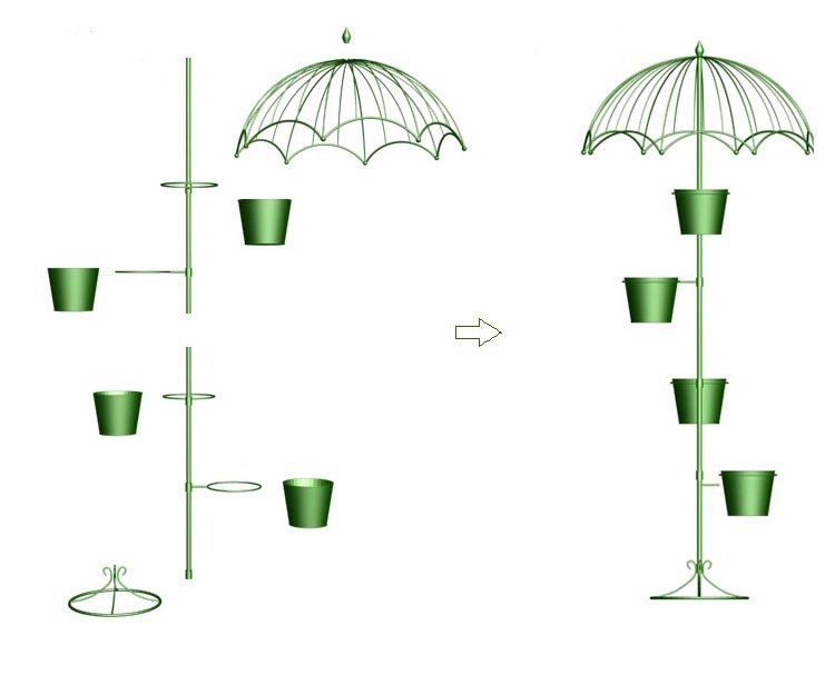 Wholesale modern free standing floor umbrella metal planter with stand with KD design