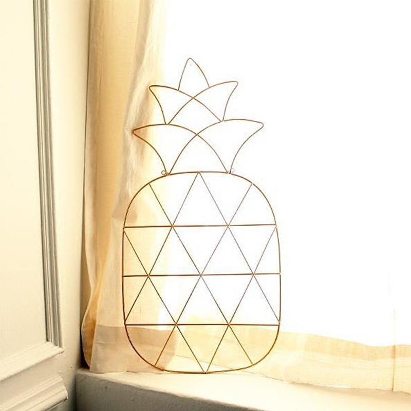 Nordic metal wire golden pineapple shaped wall art decor for home decor