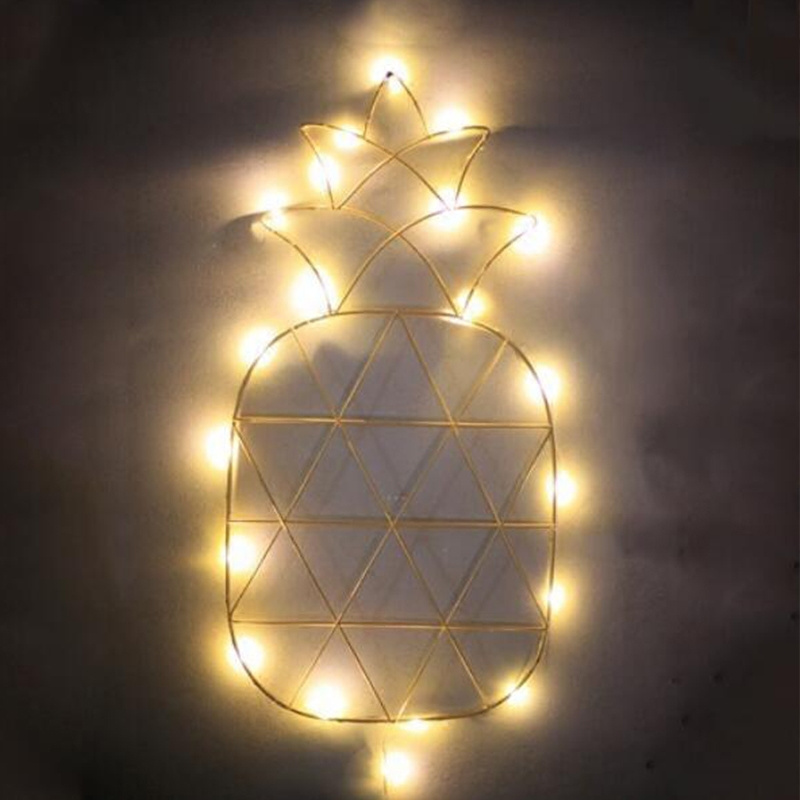 Nordic metal wire golden pineapple shaped wall art decor for home decor