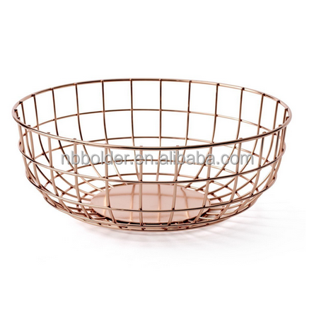 China supplier painting copper metal wire fruit bowl storage basket holder for home decoration craft