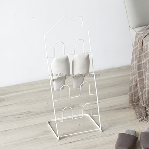 Factory directly Japanese style decorative free standing white 4 tiers metal iron shoe rack display