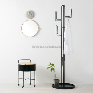 Entryway hall tree cactus coat tree stand  free standing floor black metal cactus coat living room furniture