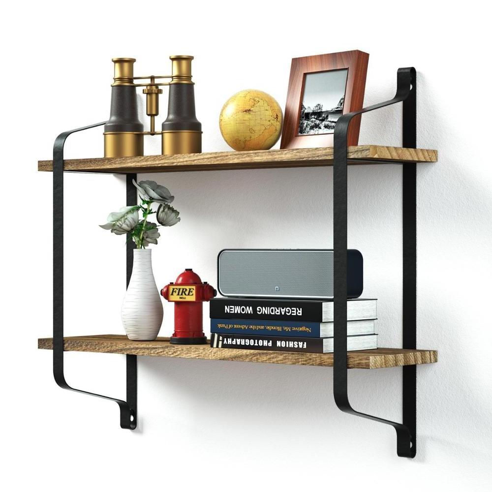 New hot selling loft black wire 3 tiers wall floating shelves with KD design living room furniture