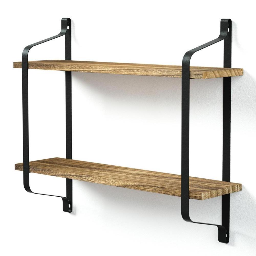 New hot selling loft black wire 3 tiers wall floating shelves with KD design living room furniture