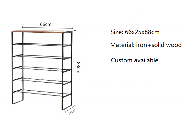 Modern design black metal wooden 3-tiers shoe rack shoe bench for entryway closet storage display