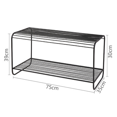 Modern nordic white iron wire 2 tiers shoe rack shoe bench for entryway closet storage display