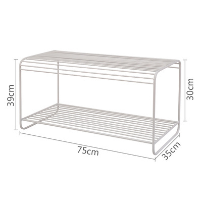 Modern nordic white iron wire 2 tiers shoe rack shoe bench for entryway closet storage display