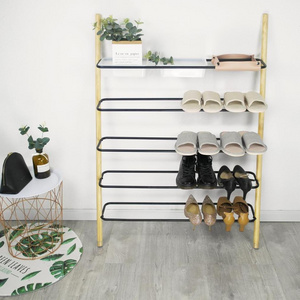 Industrial Metal Wall 4-Tier Storage Shoe Rack For Living Room Bathroom Balcony