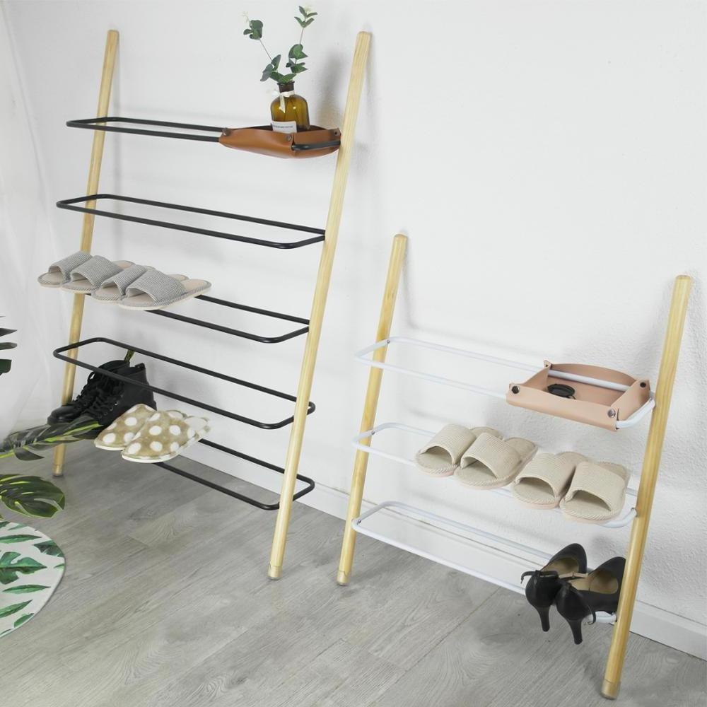 Industrial Metal Wall 4-Tier Storage Shoe Rack For Living Room Bathroom Balcony