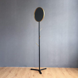 Free Standing Hall Tree Metal Coat Rack Display Stand with round mirror for Clothes Scarves Purses and Hats