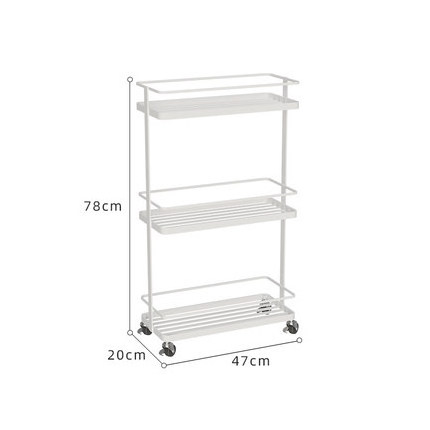 Modern Metal Gold 3 Tiers Storage Table Trolley Cart Shelves with Casters  with 2 Brakes