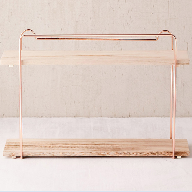 Europe nordic square rose gold plating metal wire wall bedside shelf floating shelves decor living room furniture KD