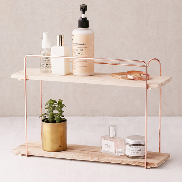 Europe nordic square rose gold plating metal wire wall bedside shelf floating shelves decor living room furniture KD