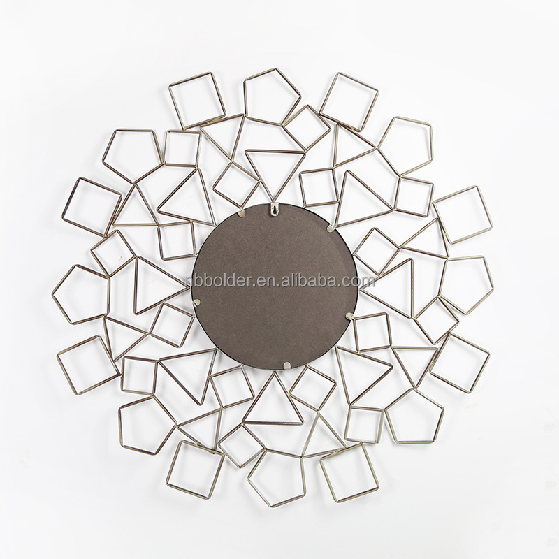 Modern oversize metal frame wall hanging bronze decorative round sunburst decorative mirror