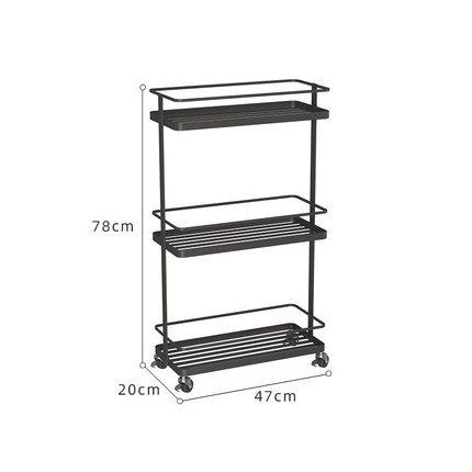 Modern Metal Gold 3 Tiers Storage Table Trolley Cart Shelves with Casters  with 2 Brakes