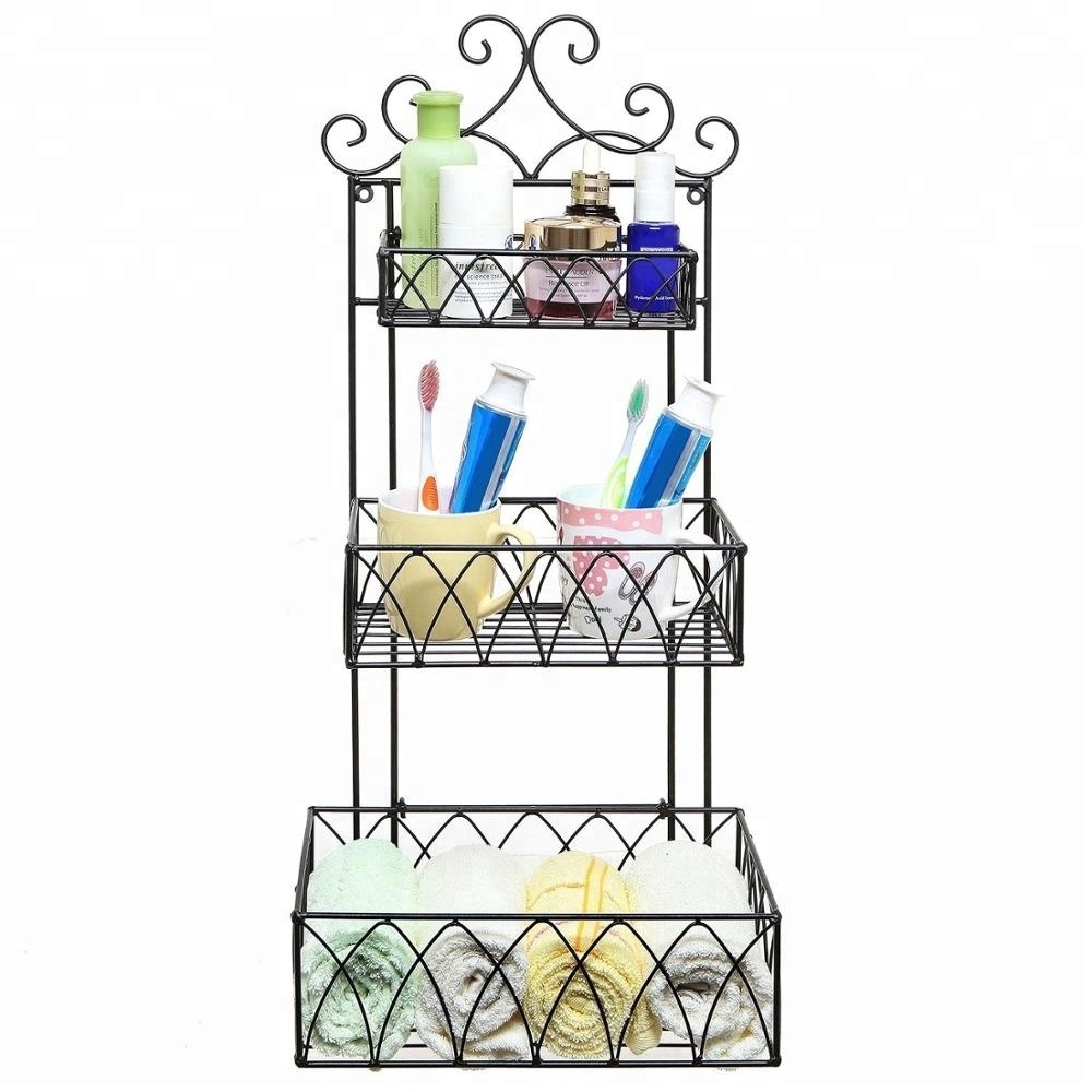 Wall hanging bathroom 3 tiers metal wire shower caddy with KD design