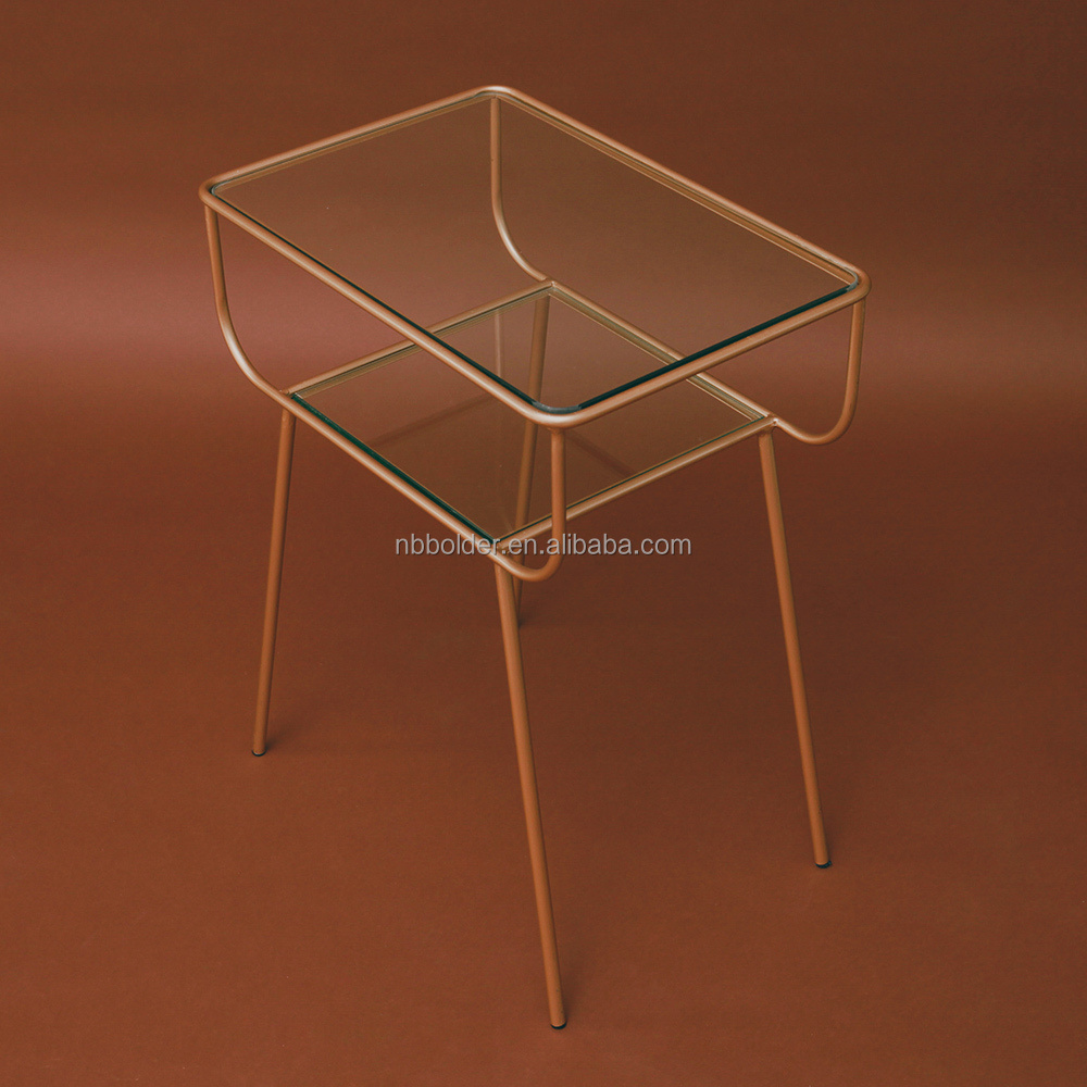 Wholesale furniture supplier living room decorative side metal tempered glass coffee tea table