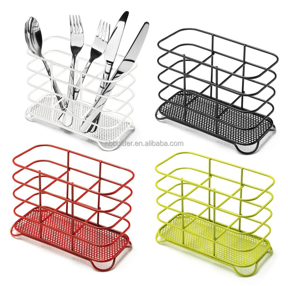 Wholesale Kitchen Metal Wire Cutlery Holder Sink Side Utility Caddy