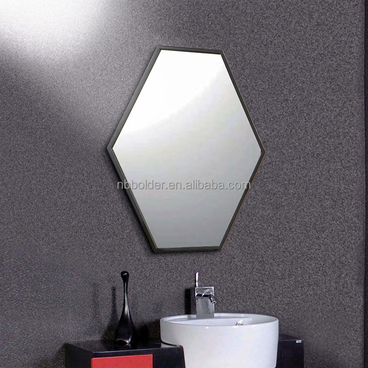 Wholesale antique decorative hexagon metal frame wall mirror for hotel home decor