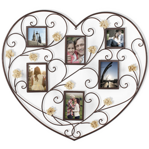 Modern Wall Hanging 6-Opening Iron Heart-Shape Photo Picture Frame Iron Craft Factory Ningbo