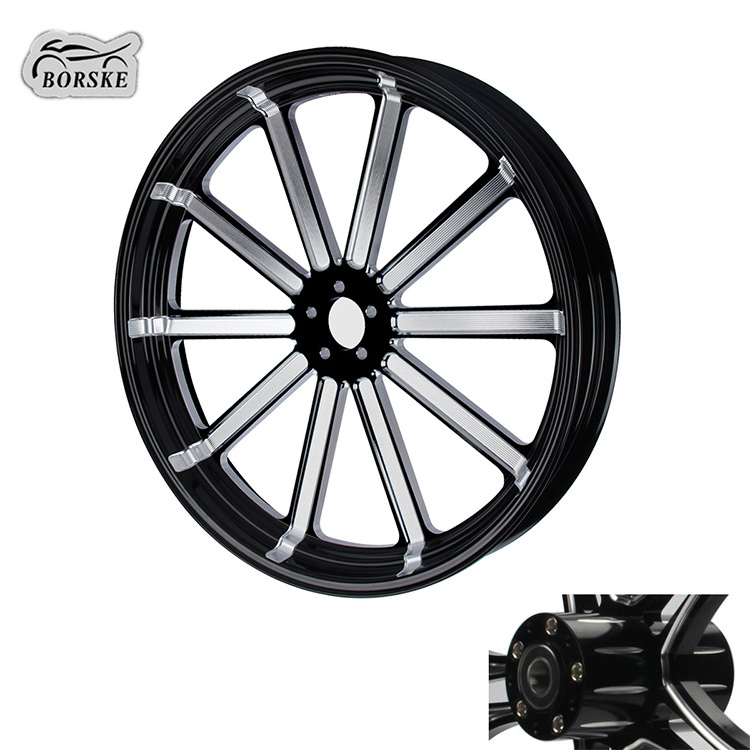 Motorcycle Modified Wheel 21-inch Aluminum Wheel Cutting Black and White Anode Forged Aluminum Wheel Rim