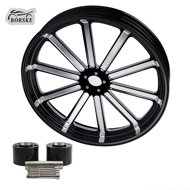 Motorcycle Modified Wheel 21-inch Aluminum Wheel Cutting Black and White Anode Forged Aluminum Wheel Rim