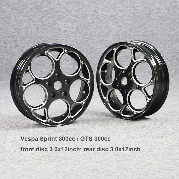 low price price clearance sale Scooter rims 3.00x12 inch CNC machinery casting wheel for Piaggio Vespa GTS 300cc