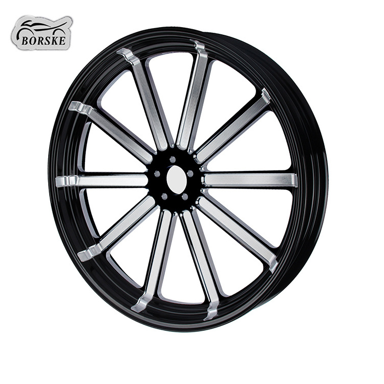 Motorcycle Modified Wheel 21-inch Aluminum Wheel Cutting Black and White Anode Forged Aluminum Wheel Rim