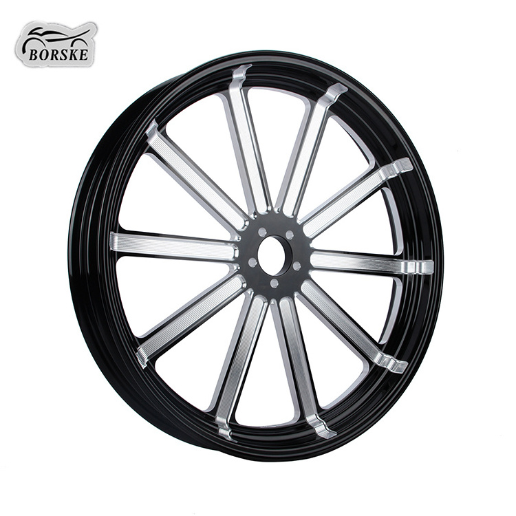 Motorcycle Modified Wheel 21-inch Aluminum Wheel Cutting Black and White Anode Forged Aluminum Wheel Rim