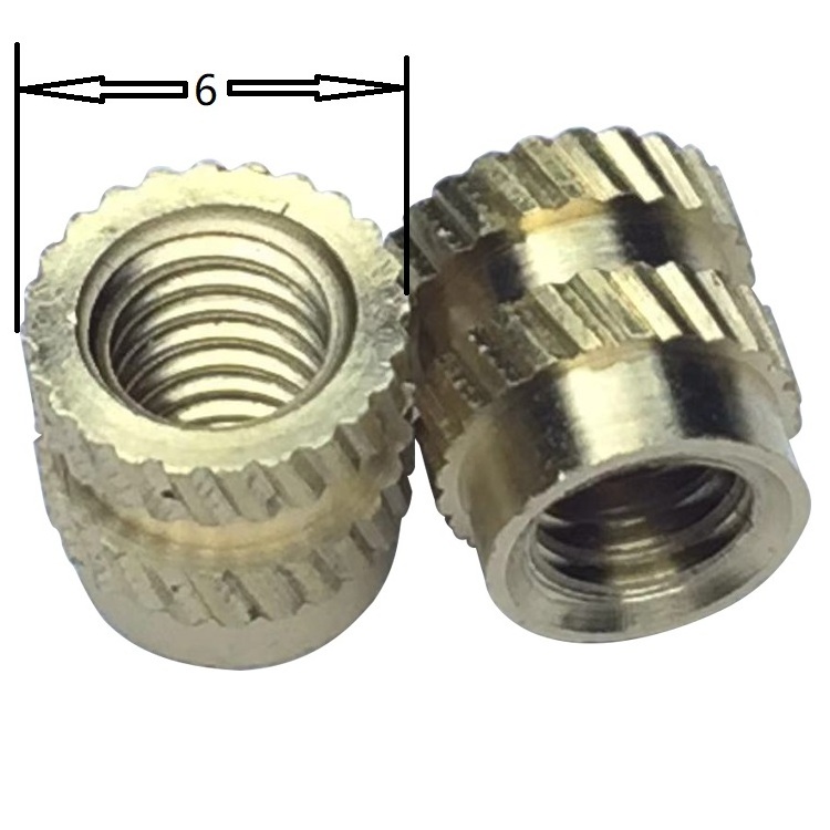 IATF 16949 Factory ODM Service Brass Round Insert Knurled  Through brass heat set insert for plastic brass thread inserts