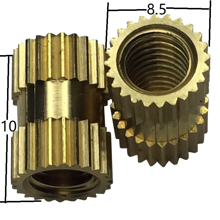 IATF 16949 Factory Thread brass insert CNC nut blind knurled nut m4 m6 m8m10 8mm circular customized CNC brass thread insert nut