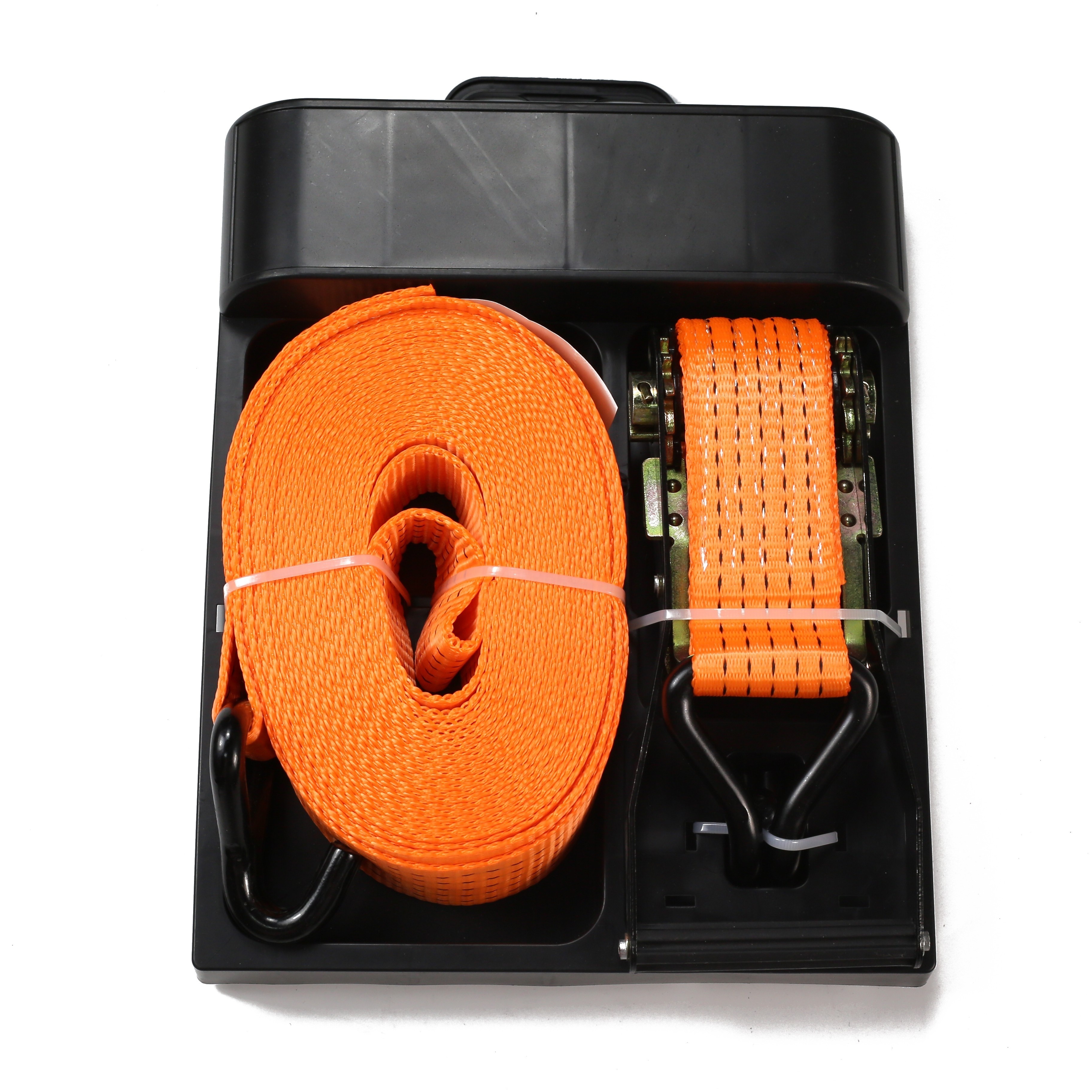 Hot Sales BS 2500kg Belt Auto Retractable ratchet tie down 2In Orange 10m Ratchet Tie Down Straps With Wire Hook