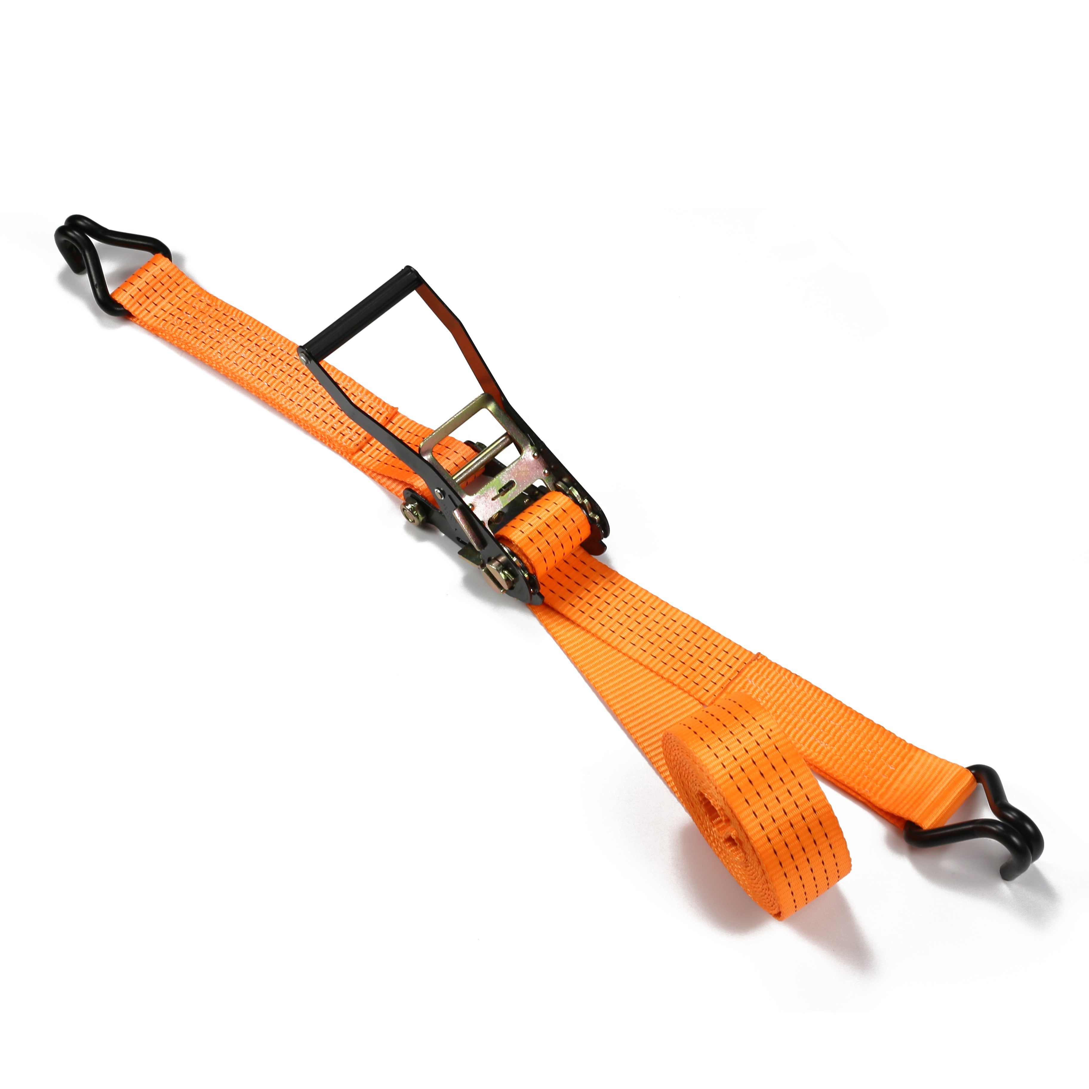 Hot Sales BS 2500kg Belt Auto Retractable ratchet tie down 2In Orange 10m Ratchet Tie Down Straps With Wire Hook