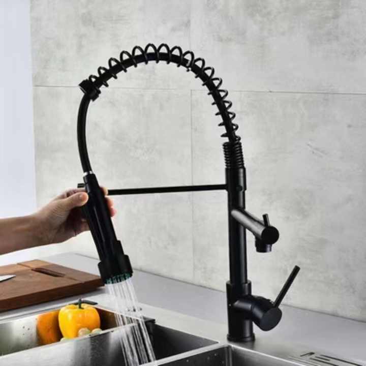 kitchen faucet hot and cold mixer taps pull out kitchen faucet  black with pull down sprayer  Luxury pullout sink taps