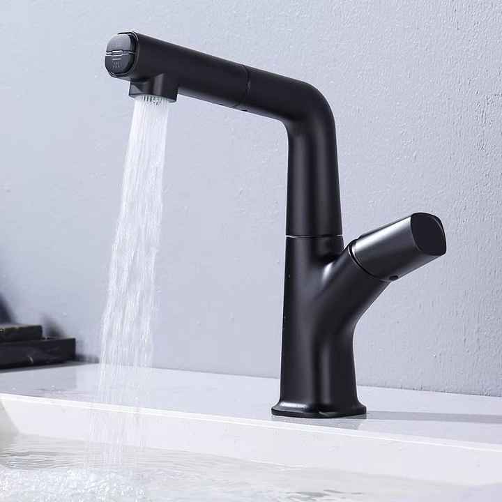 High Quality Commercial restaurant swivel spout hot and cold mixer taps industrial gun metal pull out kitchen faucet