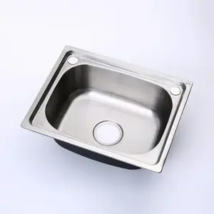 sale single bowl sink Table Top Mount Above Counter stainless steel silver square kitchen sinks electroplate for Home Restaurant