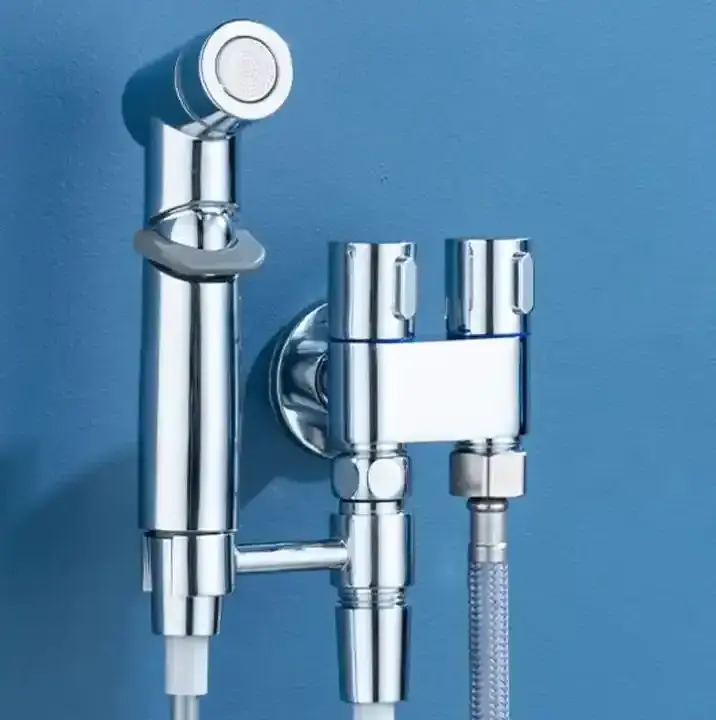 Hygienic Shower for Bathroom Toilet 3-way angle valve toilet sprayer Shower Head Double Outlet of Bathroom Accessories