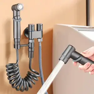 Hygienic Shower for Bathroom Toilet 3-way angle valve toilet sprayer Shower Head Double Outlet of Bathroom Accessories