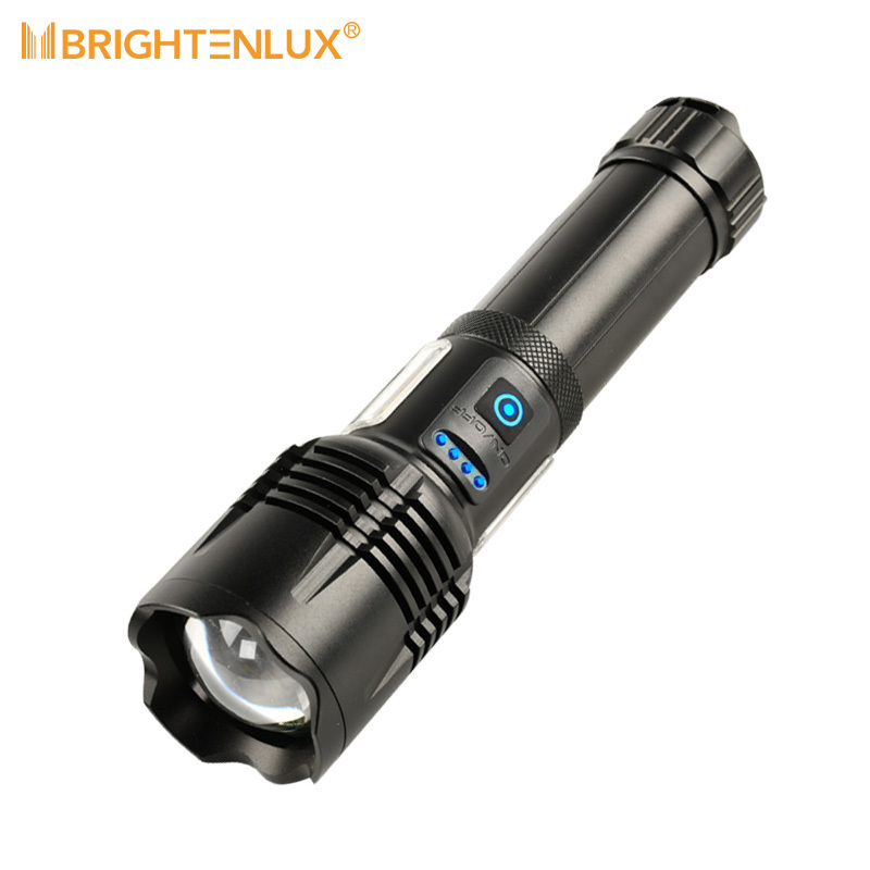 high power super bright power bank flashlight high lumens 100000 zoom powerful led rechargeable white laser flashlight torches