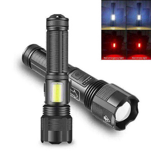 High lumen ZOOM Super Bright LED Strong Torch Light linterna USB Rechargeable Long Range Tactical XHP50 COB LED Flashlight