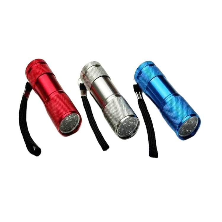 Factory Hot Sale 3*AAA Battery Powered EDC Housing Pocket Aluminum 9 led Mini Flashlight for Kids