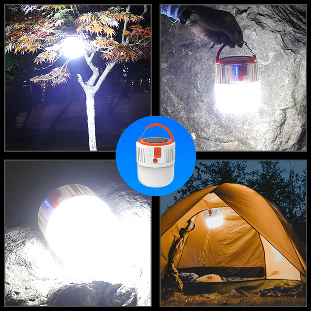 Portable USB Outdoor Night LED Bulb Solar Lantern Tent Lamp Emergency Hanging Solar LED Camping Light Rechargeable waterproof