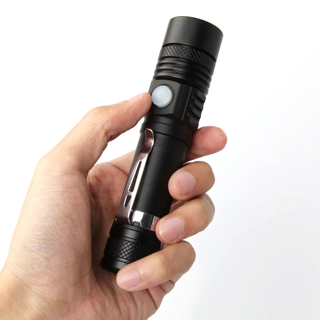 High Power metal Super Bright LED Tactical Flashlight Waterproof Zoom Torch Light Rechargeable LED Mini EDC Flashlight With Clip